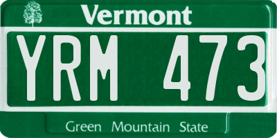 VT license plate YRM473