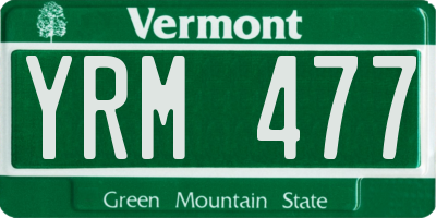 VT license plate YRM477
