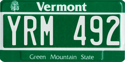 VT license plate YRM492