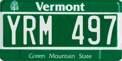 VT license plate YRM497