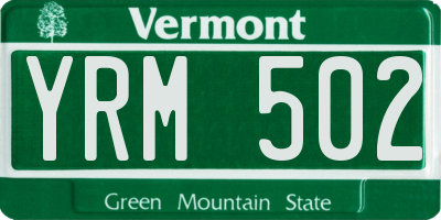 VT license plate YRM502
