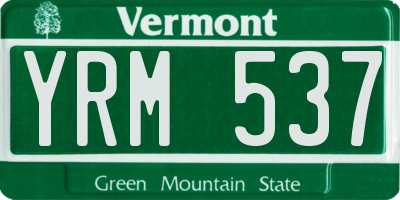 VT license plate YRM537