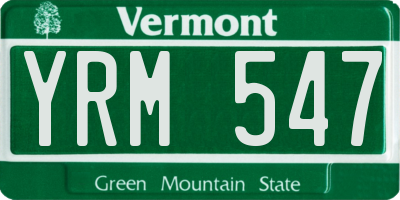 VT license plate YRM547
