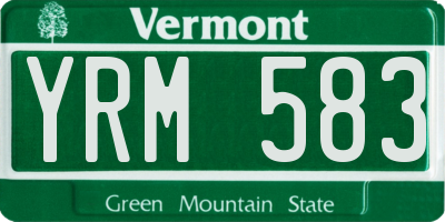 VT license plate YRM583