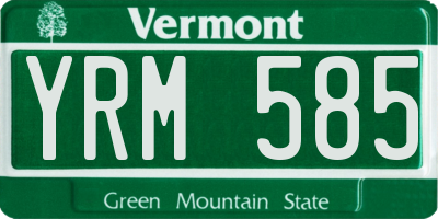 VT license plate YRM585
