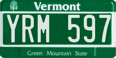 VT license plate YRM597