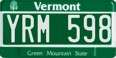 VT license plate YRM598