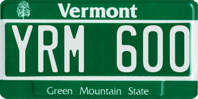 VT license plate YRM600
