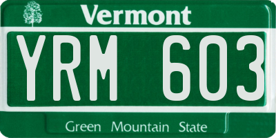 VT license plate YRM603