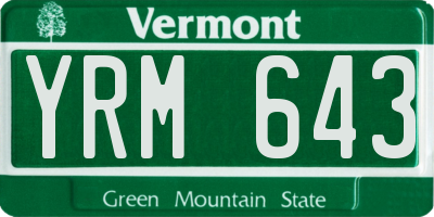 VT license plate YRM643