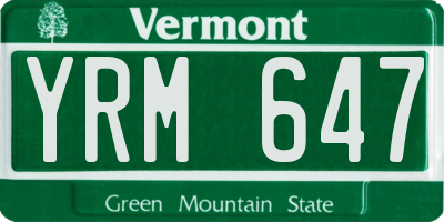VT license plate YRM647