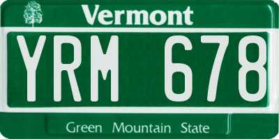 VT license plate YRM678