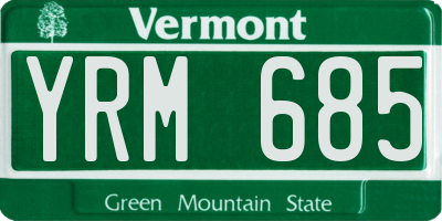 VT license plate YRM685