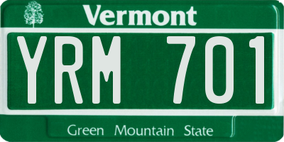 VT license plate YRM701