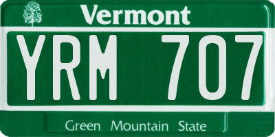 VT license plate YRM707
