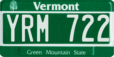 VT license plate YRM722