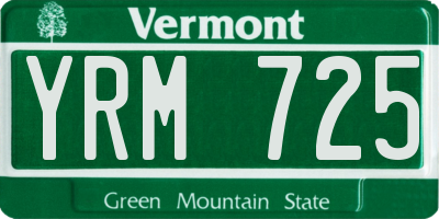 VT license plate YRM725