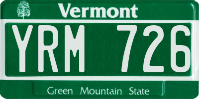 VT license plate YRM726