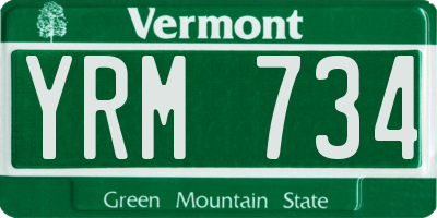 VT license plate YRM734
