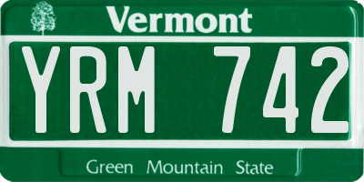VT license plate YRM742