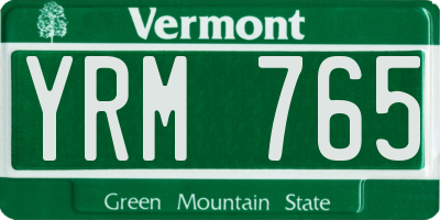 VT license plate YRM765