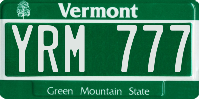 VT license plate YRM777