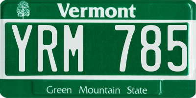 VT license plate YRM785