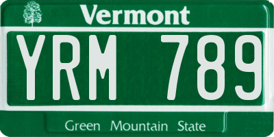 VT license plate YRM789
