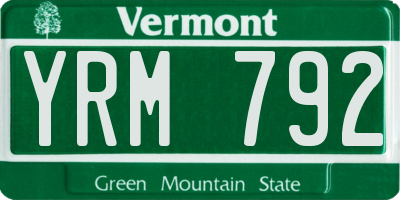 VT license plate YRM792