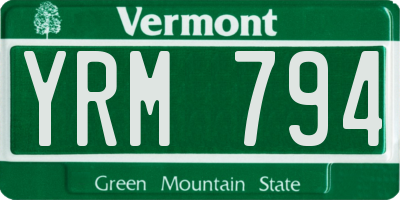 VT license plate YRM794
