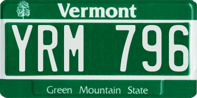VT license plate YRM796