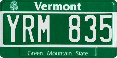 VT license plate YRM835