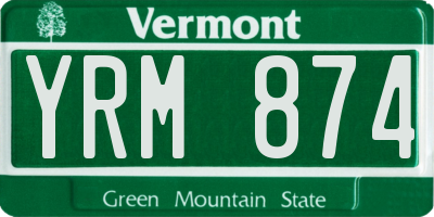 VT license plate YRM874