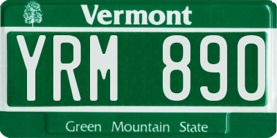 VT license plate YRM890