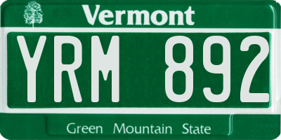 VT license plate YRM892