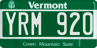 VT license plate YRM920