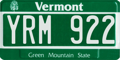 VT license plate YRM922