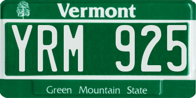 VT license plate YRM925