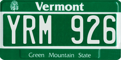 VT license plate YRM926