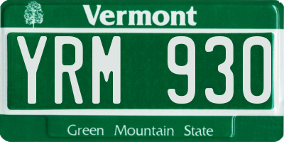 VT license plate YRM930