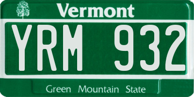 VT license plate YRM932