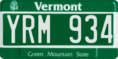 VT license plate YRM934