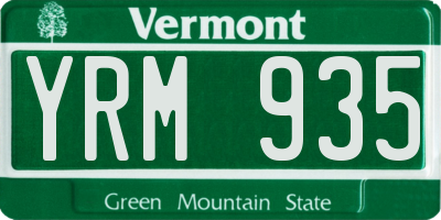 VT license plate YRM935