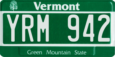 VT license plate YRM942