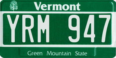 VT license plate YRM947