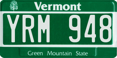 VT license plate YRM948