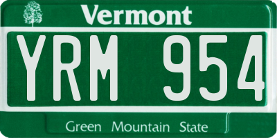 VT license plate YRM954