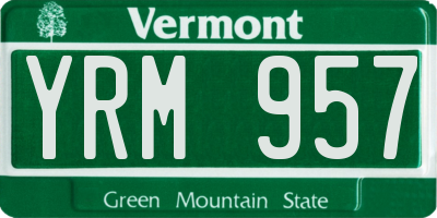 VT license plate YRM957