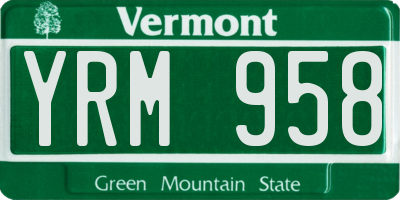 VT license plate YRM958
