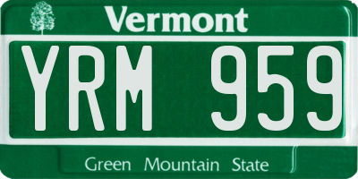 VT license plate YRM959